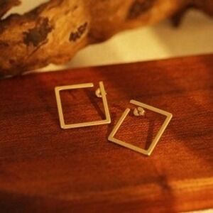18K Gold Plated Stainless Steel Square Geometric Minimalist Stud Earrings Gold